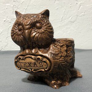 VTG Treasure Craft USA Owl TEXAS Souvenir Planter Ceramic Holder